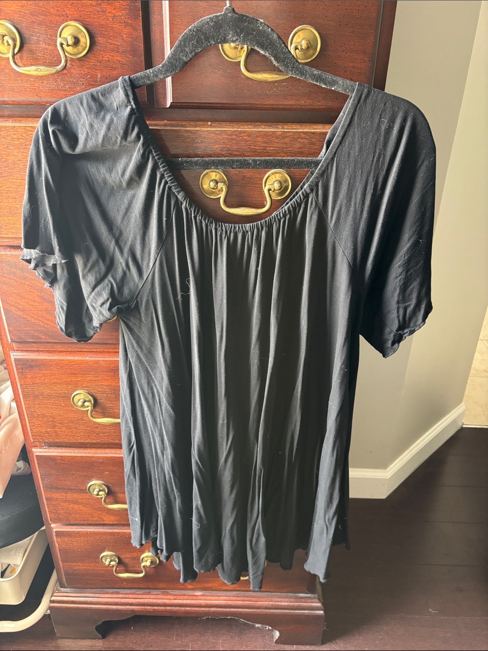 Black Women's Short Sleeve  Off The Shoulder Piko